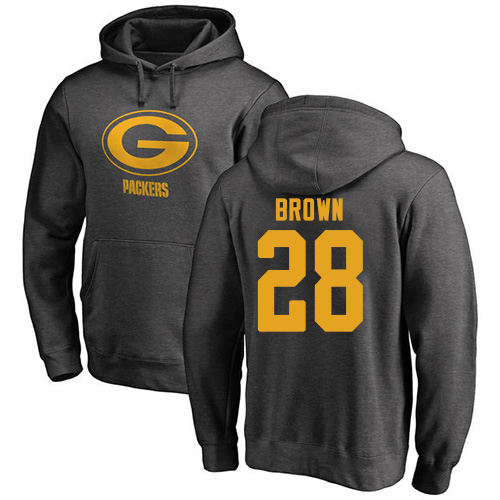 Men Green Bay Packers Ash #28 Brown Tony One Color Nike NFL Pullover Hoodie Sweatshirts->green bay packers->NFL Jersey